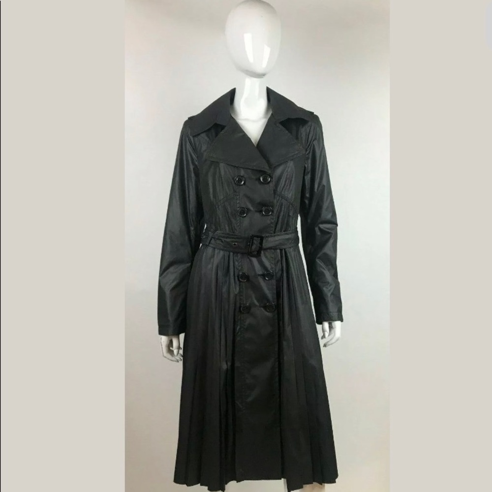 Creenstone  Black Double Breasted Trench Raincoat.